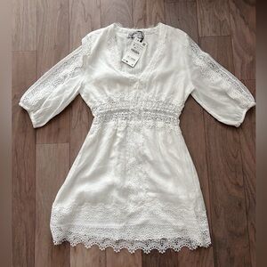 Zara Lace Mini  White Dress S (NWT)